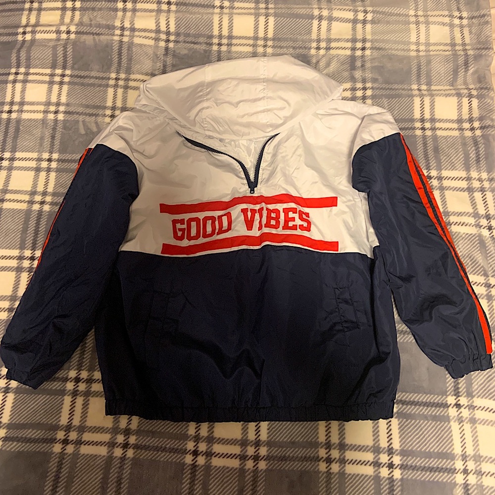 Justify white red and blue windbreaker—size Medium